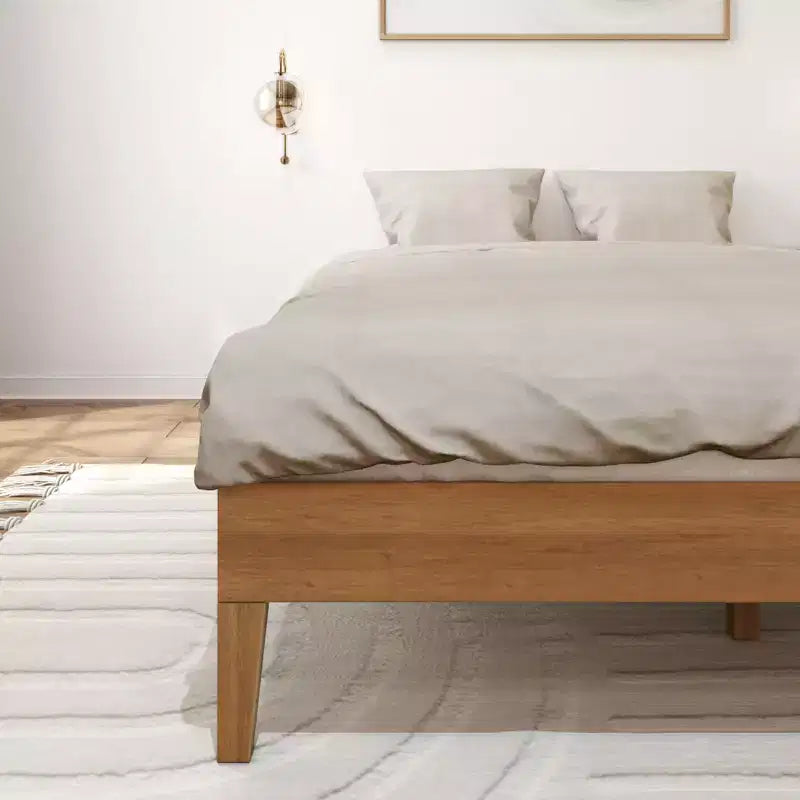 Struttura Letto Matrimoniale a Piattaforma in Legno Massello con Doghe in Pino, Altezza 35,5 cm, Capacità 340 kg, Nessuna Rete a Molle Necessaria