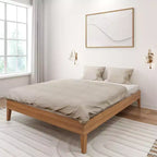 Struttura Letto Matrimoniale a Piattaforma in Legno Massello con Doghe in Pino, Altezza 35,5 cm, Capacità 340 kg, Nessuna Rete a Molle Necessaria
