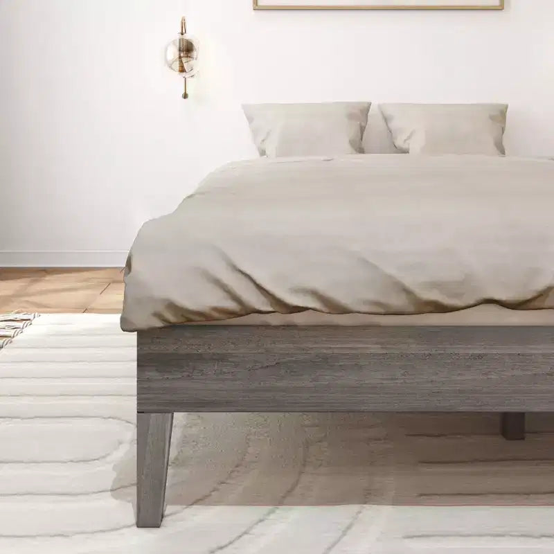 Struttura Letto Matrimoniale a Piattaforma in Legno Massello con Doghe in Pino, Altezza 35,5 cm, Capacità 340 kg, Nessuna Rete a Molle Necessaria
