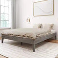 Struttura Letto Matrimoniale a Piattaforma in Legno Massello con Doghe in Pino, Altezza 35,5 cm, Capacità 340 kg, Nessuna Rete a Molle Necessaria