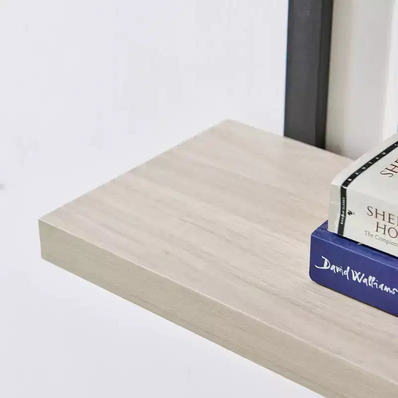 Mensola a muro a 4 ripiani galleggiante, altezza 91 cm, ferro e MDF, portata fino a 13,6 kg