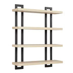 Mensola a muro a 4 ripiani galleggiante, altezza 91 cm, ferro e MDF, portata fino a 13,6 kg