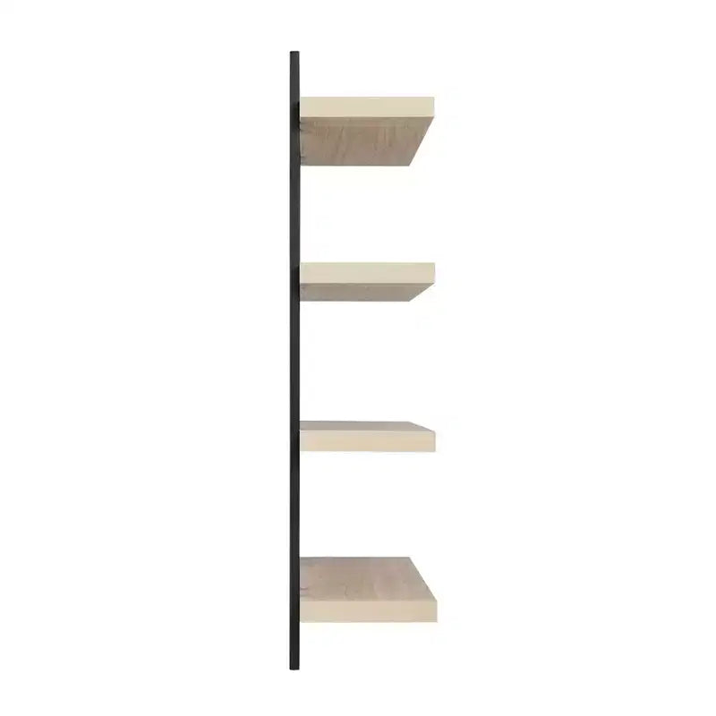 Mensola a muro a 4 ripiani galleggiante, altezza 91 cm, ferro e MDF, portata fino a 13,6 kg
