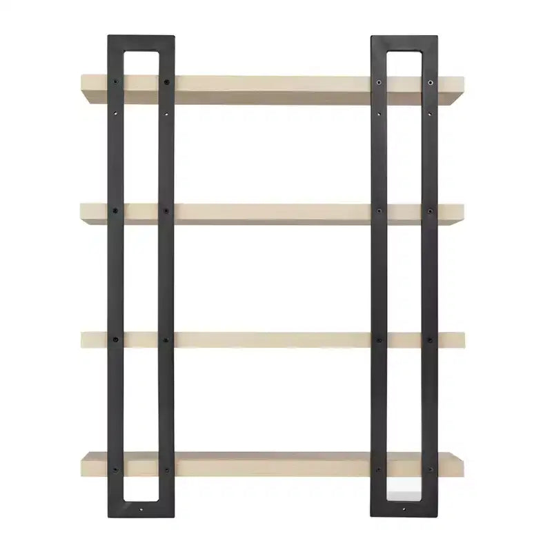 Mensola a muro a 4 ripiani galleggiante, altezza 91 cm, ferro e MDF, portata fino a 13,6 kg
