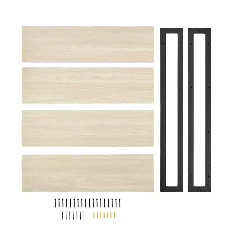 Mensola a muro a 4 ripiani galleggiante, altezza 91 cm, ferro e MDF, portata fino a 13,6 kg