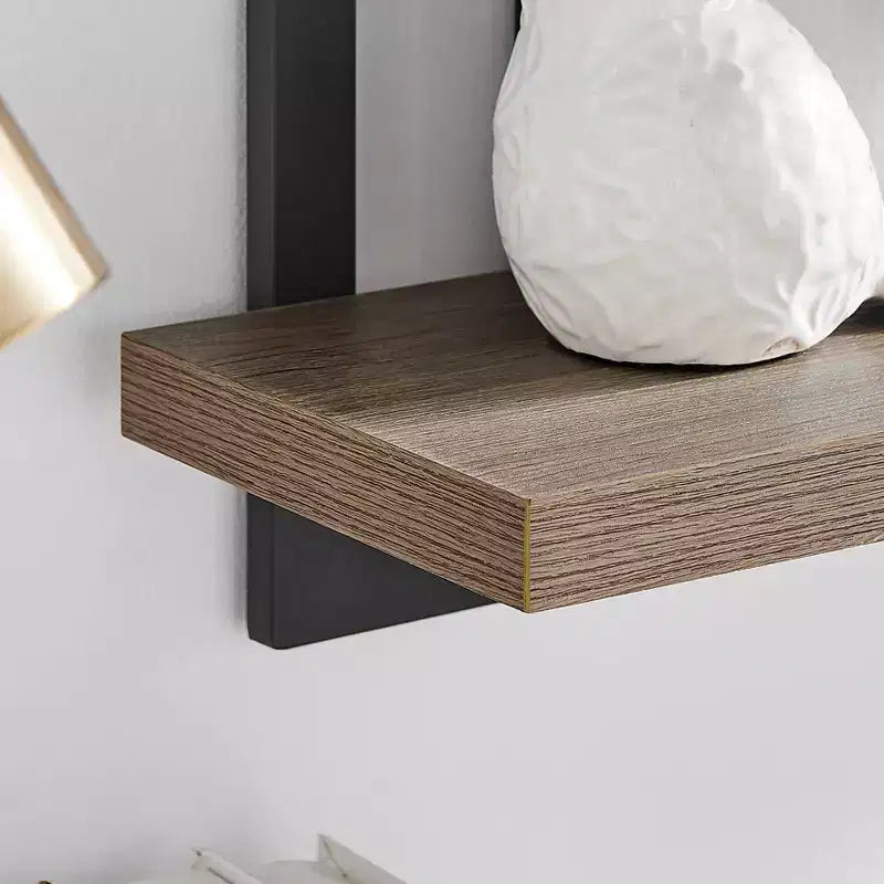 Mensola a muro a 4 ripiani galleggiante, altezza 91 cm, ferro e MDF, portata fino a 13,6 kg