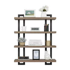 Mensola a muro a 4 ripiani galleggiante, altezza 91 cm, ferro e MDF, portata fino a 13,6 kg
