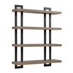 Mensola a muro a 4 ripiani galleggiante, altezza 91 cm, ferro e MDF, portata fino a 13,6 kg