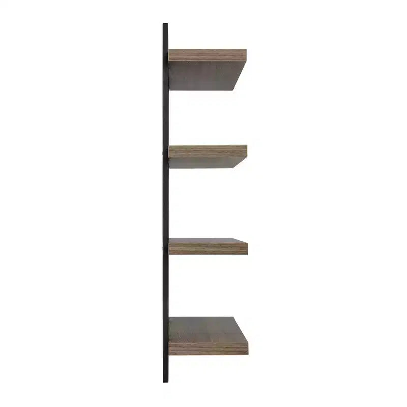 Mensola a muro a 4 ripiani galleggiante, altezza 91 cm, ferro e MDF, portata fino a 13,6 kg