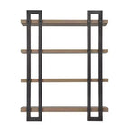Mensola a muro a 4 ripiani galleggiante, altezza 91 cm, ferro e MDF, portata fino a 13,6 kg