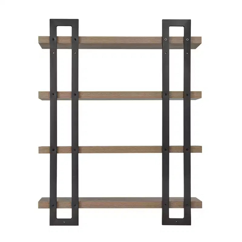 Mensola a muro a 4 ripiani galleggiante, altezza 91 cm, ferro e MDF, portata fino a 13,6 kg