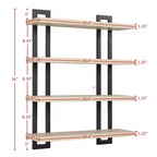 Mensola a muro a 4 ripiani galleggiante, altezza 91 cm, ferro e MDF, portata fino a 13,6 kg