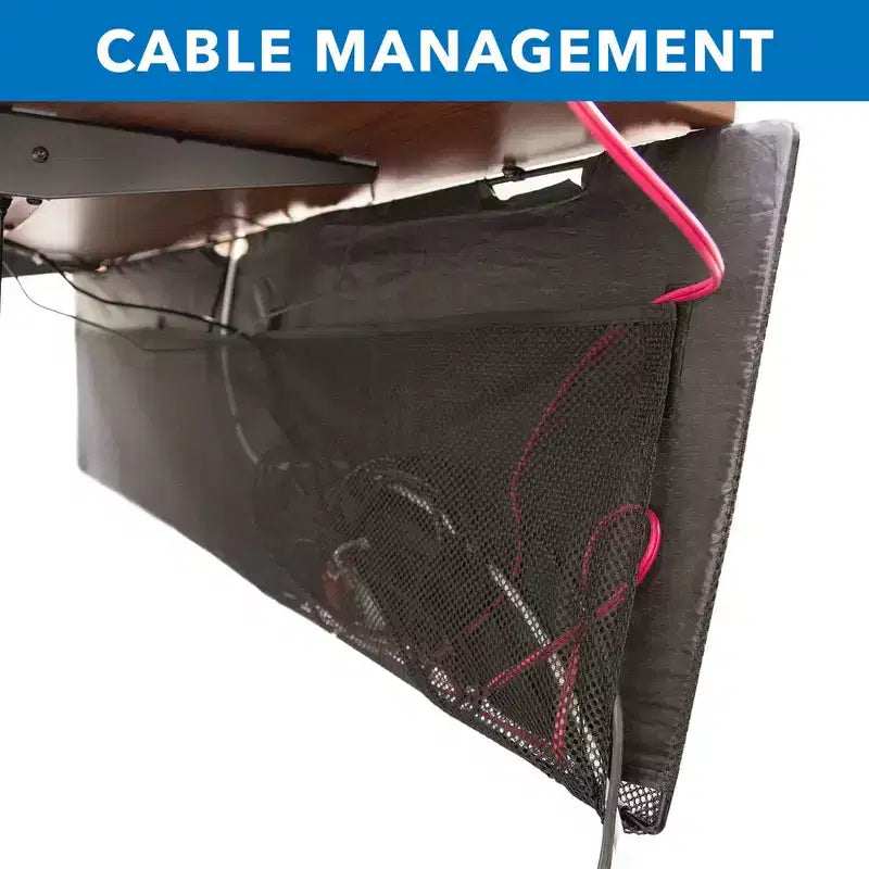 Pannello privacy da 41" sotto la scrivania con gestione cavi e tasche organizer per workstation sit-stand