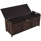 Panca contenitore da 110,5 cm con 3 ante a persiana, cuscino rimovibile e spazio nascosto, capacità di 70 kg