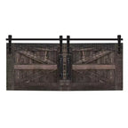 Tavolino da Salotto Rustico da 122 cm con Ante Scorrevoli a Stalla e Ripiani Nascosti, Capacità 159 kg