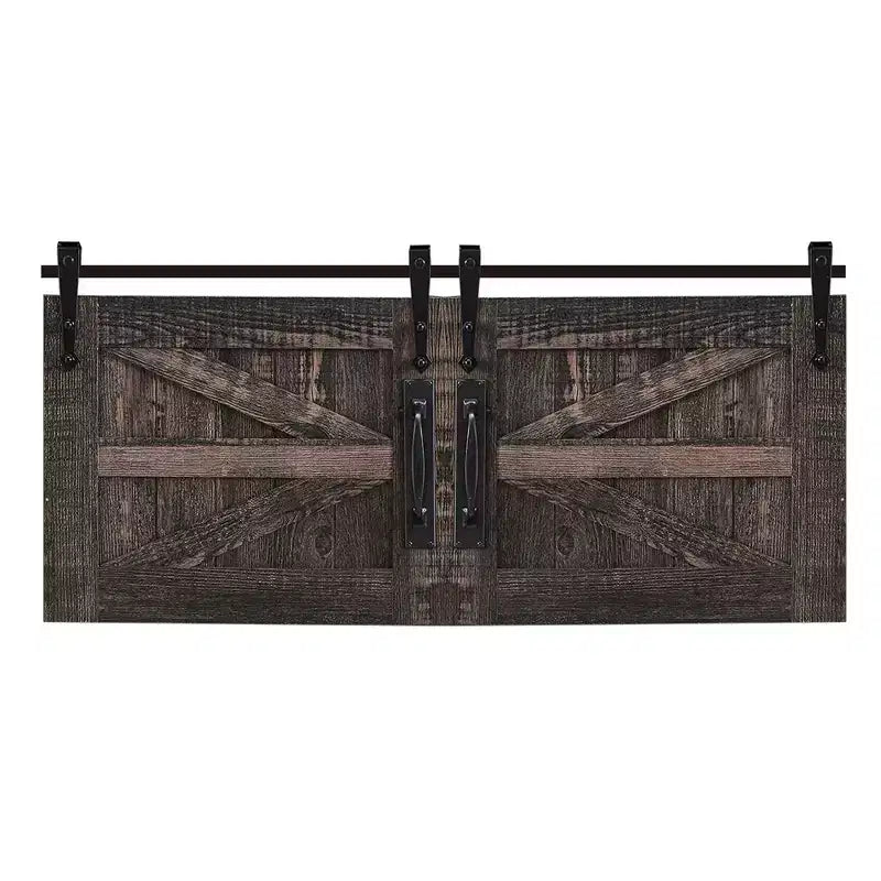 Tavolino da Salotto Rustico da 122 cm con Ante Scorrevoli a Stalla e Ripiani Nascosti, Capacità 159 kg