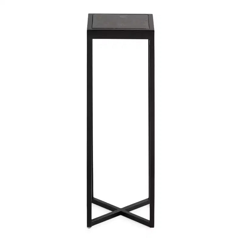 Tavolino da bibite in metallo dorato squadrato con piano in vetro e piedini in gomma, 17,8x17,8x53,3 cm, compatto