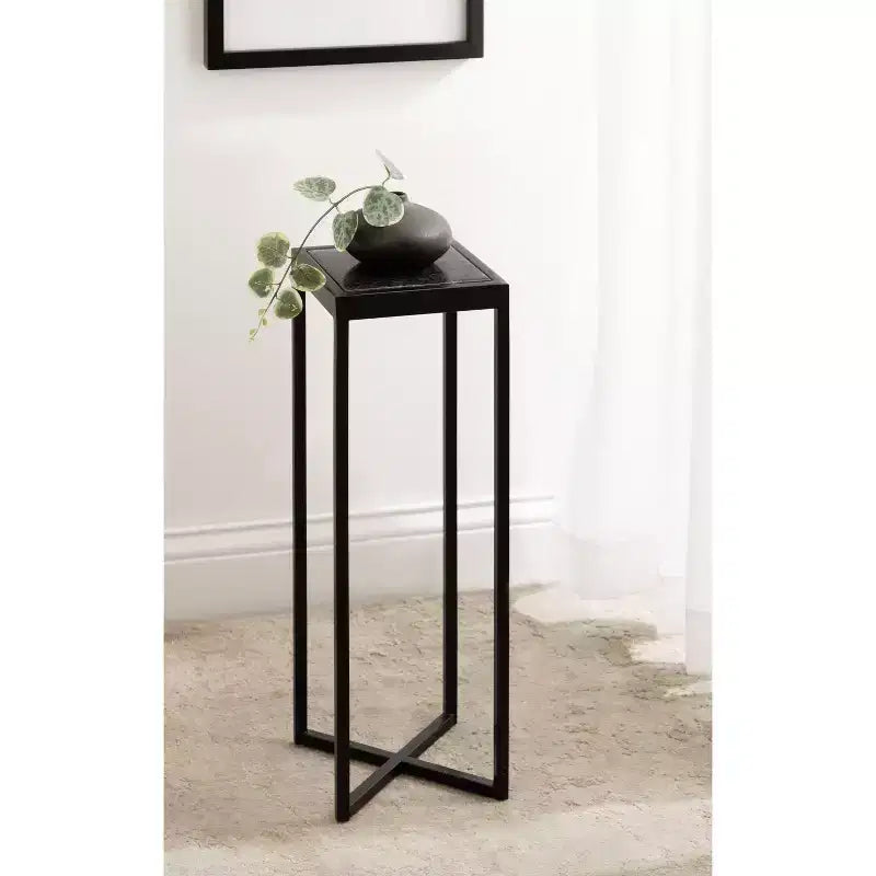 Tavolino da bibite in metallo dorato squadrato con piano in vetro e piedini in gomma, 17,8x17,8x53,3 cm, compatto