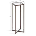 Tavolino da bibite in metallo dorato squadrato con piano in vetro e piedini in gomma, 17,8x17,8x53,3 cm, compatto