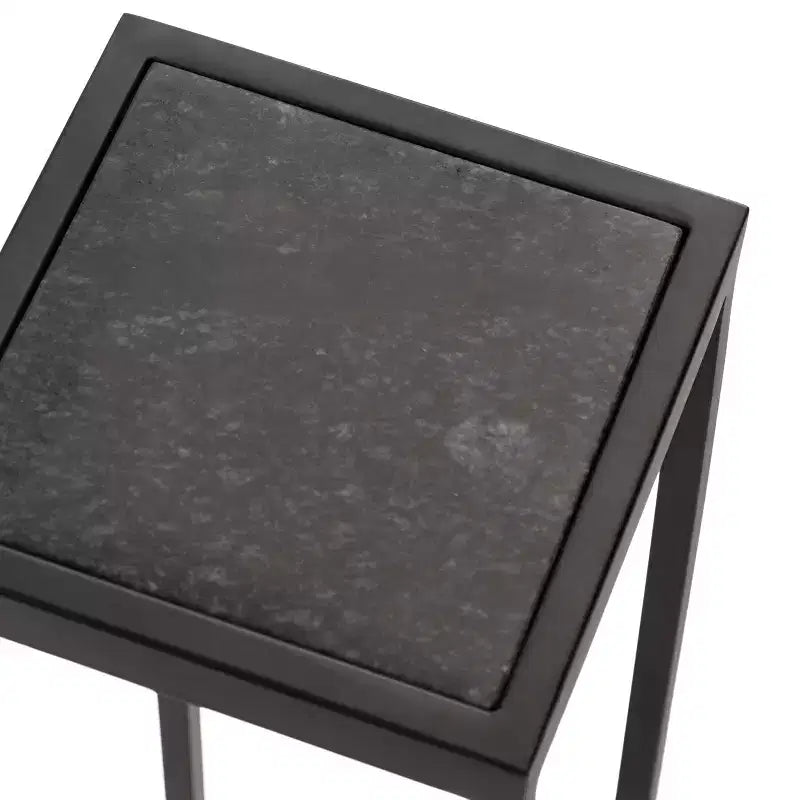Tavolino da bibite in metallo dorato squadrato con piano in vetro e piedini in gomma, 17,8x17,8x53,3 cm, compatto