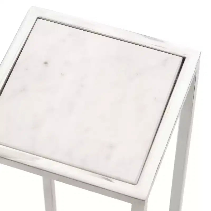 Tavolino da bibite in metallo dorato squadrato con piano in vetro e piedini in gomma, 17,8x17,8x53,3 cm, compatto