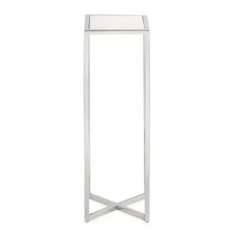 Tavolino da bibite in metallo dorato squadrato con piano in vetro e piedini in gomma, 17,8x17,8x53,3 cm, compatto