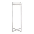 Tavolino da bibite in metallo dorato squadrato con piano in vetro e piedini in gomma, 17,8x17,8x53,3 cm, compatto