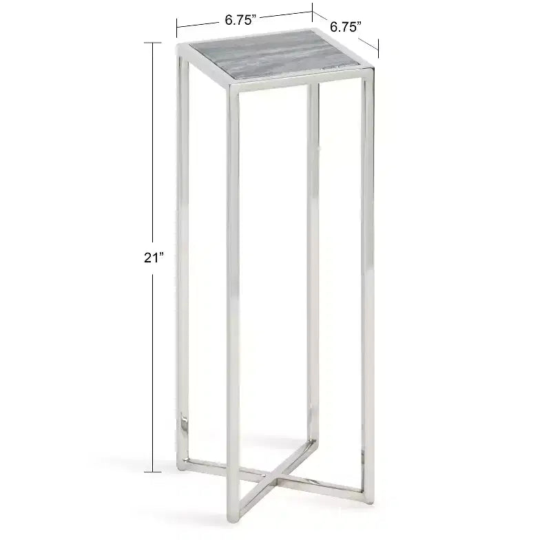Tavolino da bibite in metallo dorato squadrato con piano in vetro e piedini in gomma, 17,8x17,8x53,3 cm, compatto