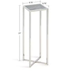 Tavolino da bibite in metallo dorato squadrato con piano in vetro e piedini in gomma, 17,8x17,8x53,3 cm, compatto