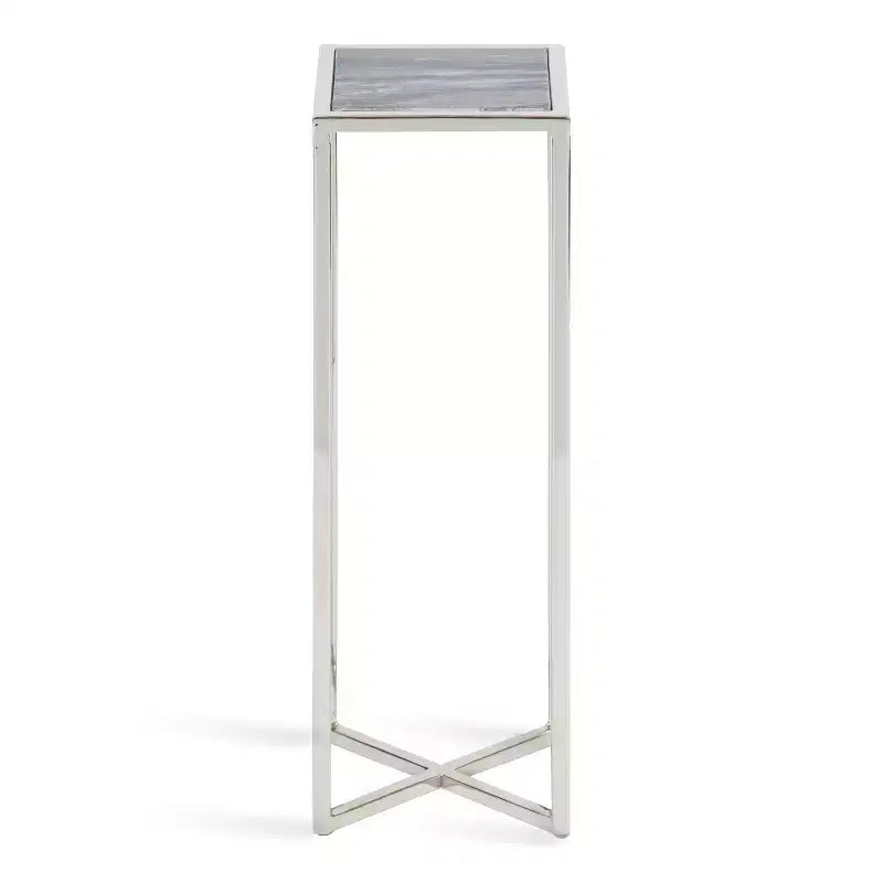 Tavolino da bibite in metallo dorato squadrato con piano in vetro e piedini in gomma, 17,8x17,8x53,3 cm, compatto