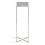 Tavolino da bibite in metallo dorato squadrato con piano in vetro e piedini in gomma, 17,8x17,8x53,3 cm, compatto