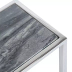 Tavolino da bibite in metallo dorato squadrato con piano in vetro e piedini in gomma, 17,8x17,8x53,3 cm, compatto