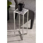 Tavolino da bibite in metallo dorato squadrato con piano in vetro e piedini in gomma, 17,8x17,8x53,3 cm, compatto