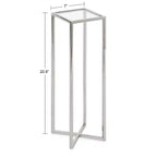 Tavolino da bibite in metallo dorato squadrato con piano in vetro e piedini in gomma, 17,8x17,8x53,3 cm, compatto