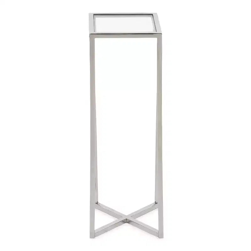 Tavolino da bibite in metallo dorato squadrato con piano in vetro e piedini in gomma, 17,8x17,8x53,3 cm, compatto