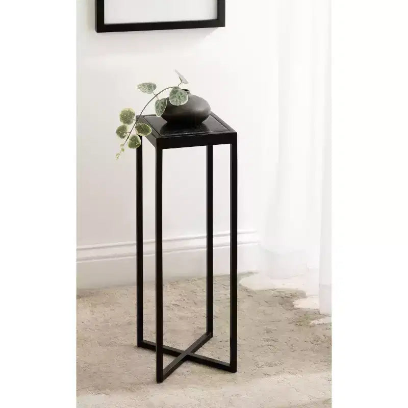 Tavolino da bibite in metallo dorato squadrato con piano in vetro e piedini in gomma, 17,8x17,8x53,3 cm, compatto
