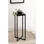 Tavolino da bibite in metallo dorato squadrato con piano in vetro e piedini in gomma, 17,8x17,8x53,3 cm, compatto