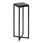 Tavolino da bibite in metallo dorato squadrato con piano in vetro e piedini in gomma, 17,8x17,8x53,3 cm, compatto