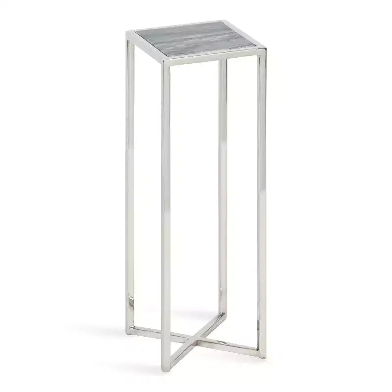 Tavolino da bibite in metallo dorato squadrato con piano in vetro e piedini in gomma, 17,8x17,8x53,3 cm, compatto