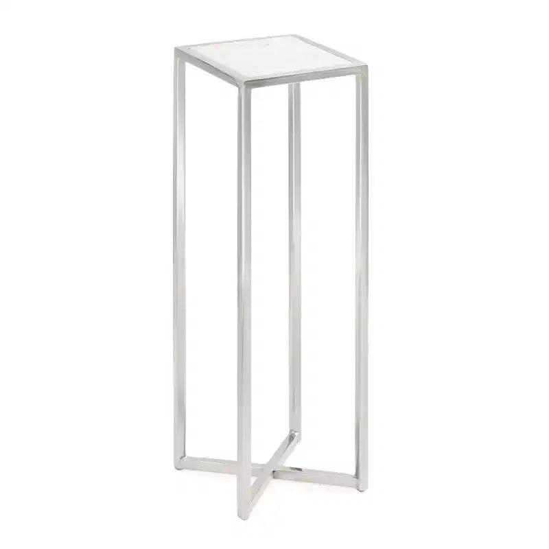 Tavolino da bibite in metallo dorato squadrato con piano in vetro e piedini in gomma, 17,8x17,8x53,3 cm, compatto