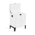 Tavolino Contenitore Rettangolare in Legno con Design a Porta di Fienile, Bianco Anticato, 53x68x38 cm