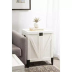 Tavolino Contenitore Rettangolare in Legno con Design a Porta di Fienile, Bianco Anticato, 53x68x38 cm