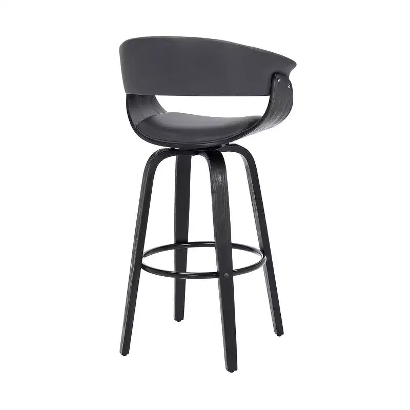 Sgabello da bar in similpelle girevole con braccioli, poggiapiedi e schienale basso, altezza bancone 66 cm, portata 113 kg