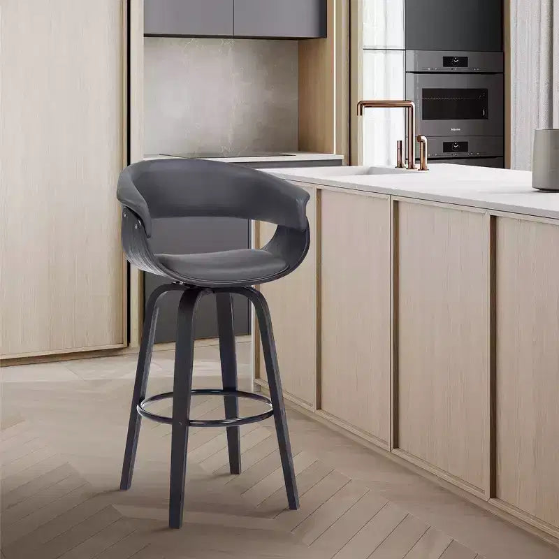 Sgabello da bar in similpelle girevole con braccioli, poggiapiedi e schienale basso, altezza bancone 66 cm, portata 113 kg