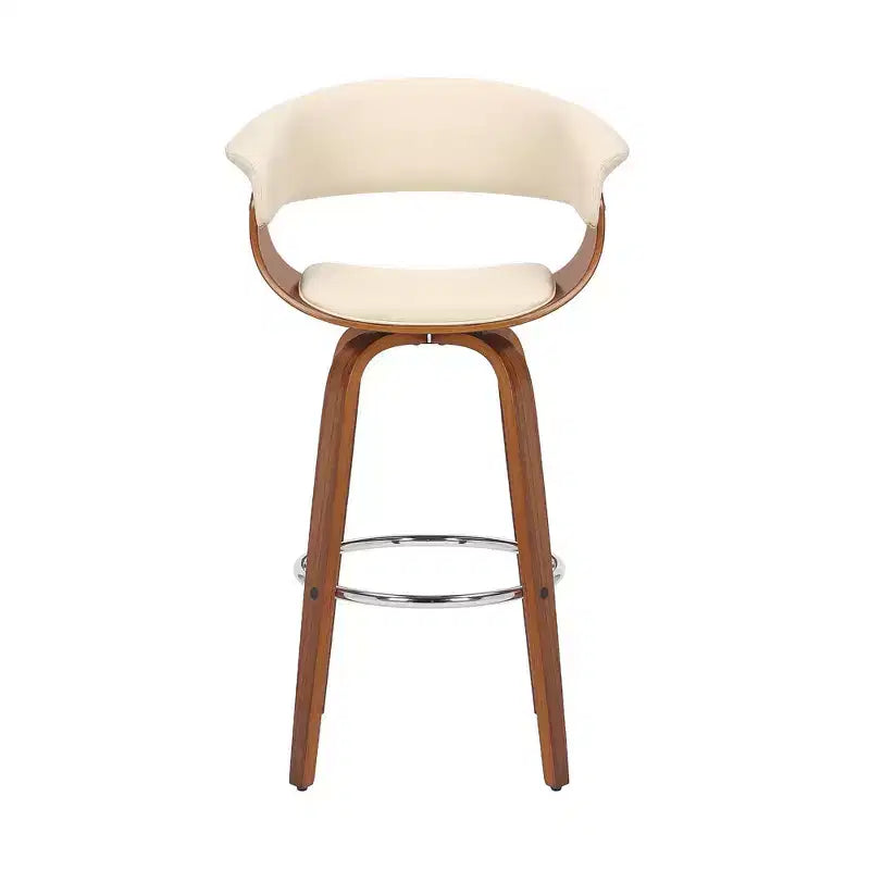 Sgabello da bar in similpelle girevole con braccioli, poggiapiedi e schienale basso, altezza bancone 66 cm, portata 113 kg