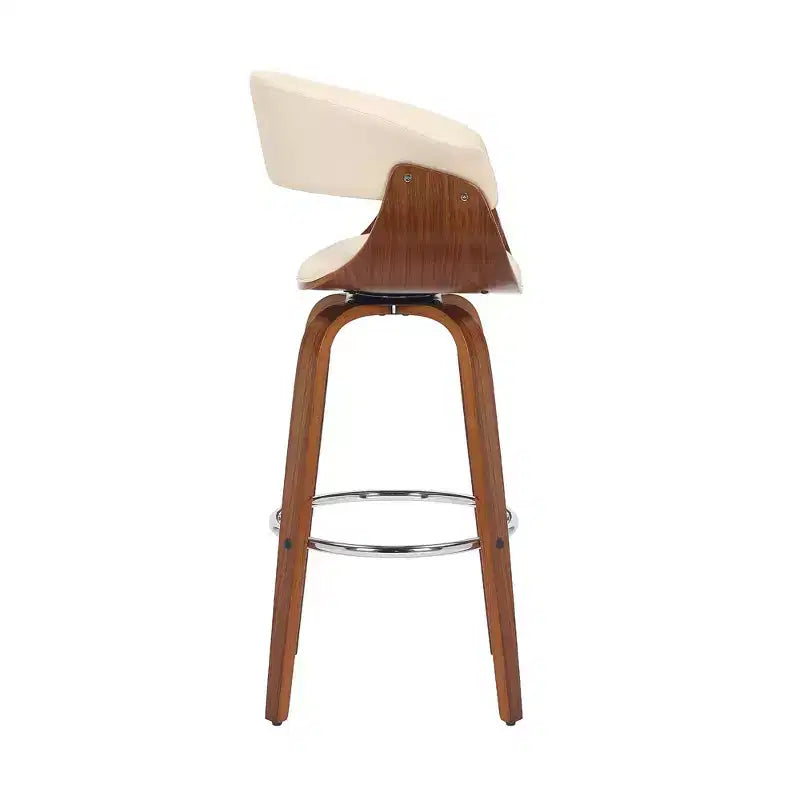 Sgabello da bar in similpelle girevole con braccioli, poggiapiedi e schienale basso, altezza bancone 66 cm, portata 113 kg