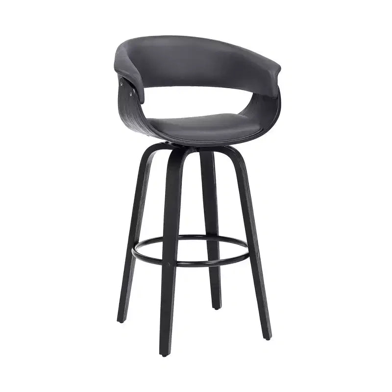 Sgabello da bar in similpelle girevole con braccioli, poggiapiedi e schienale basso, altezza bancone 66 cm, portata 113 kg