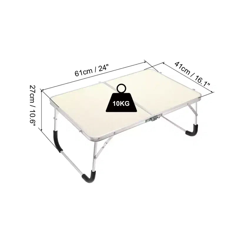 Scrivania portatile pieghevole per laptop e lettura, 61x41 cm, gambe in alluminio, antiscivolo, per letto e divano